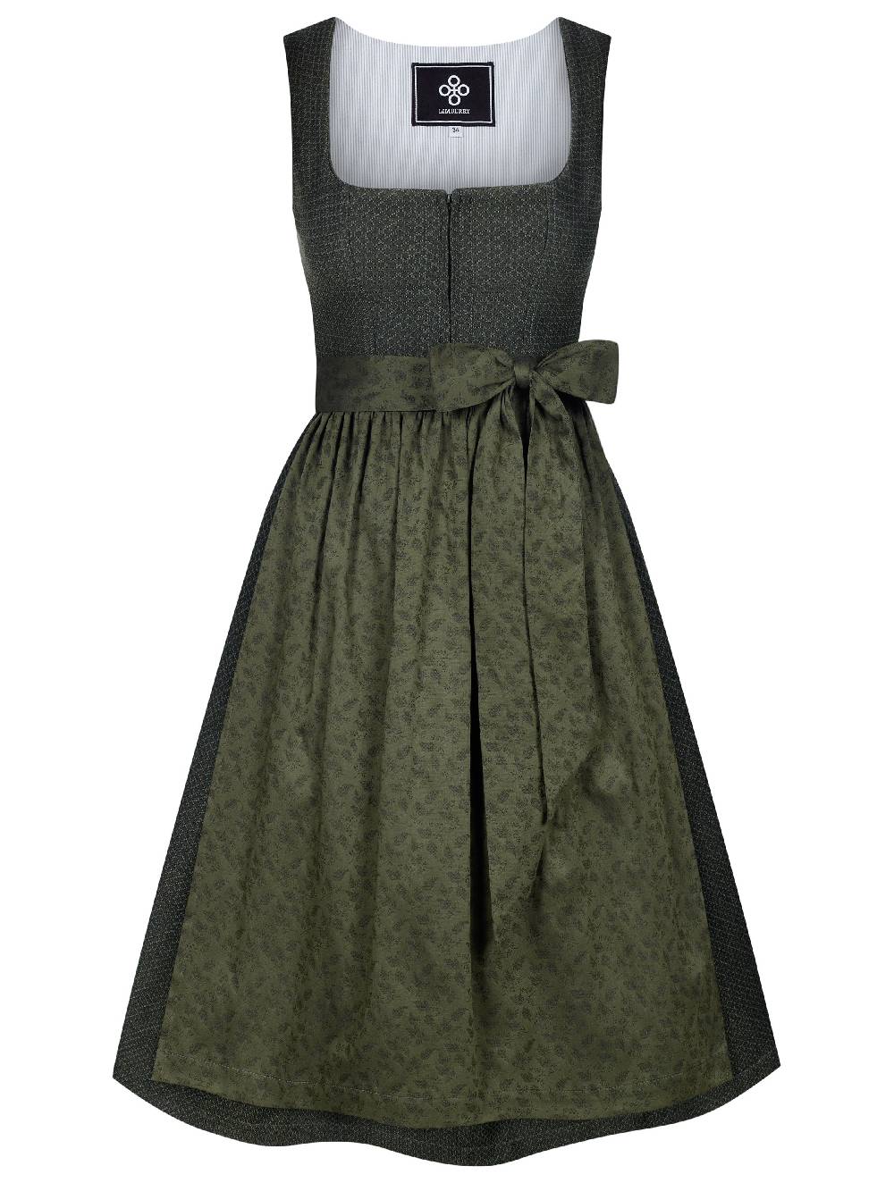 Limberry Dunkelgrünes strukturiertes Dirndl - RAIN DARK GREEN Super Rabatt