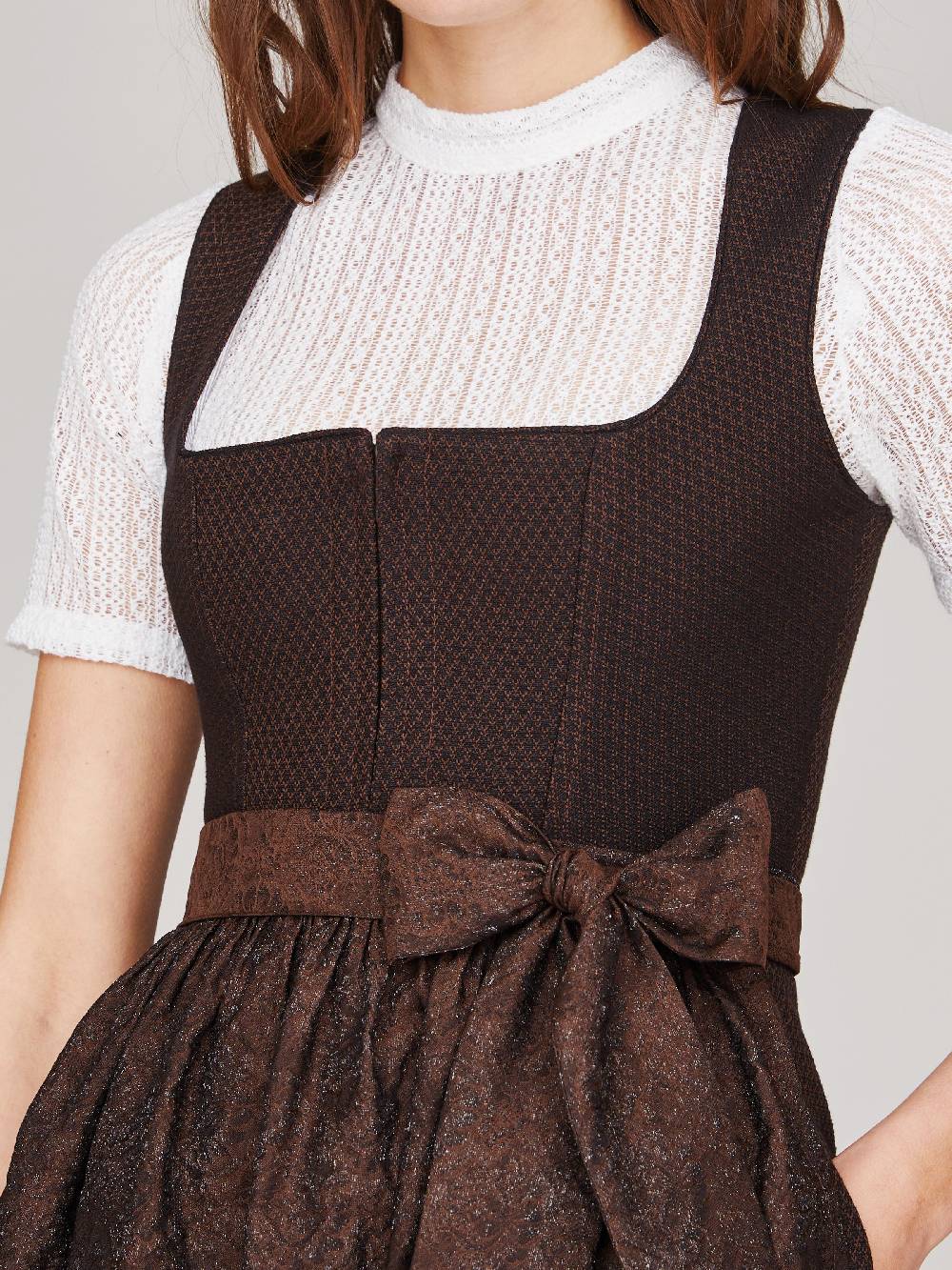 Limberry Dunkelbraunes strukturiertes Dirndl - RAVEN DARK BROWN Riesige Rabatte