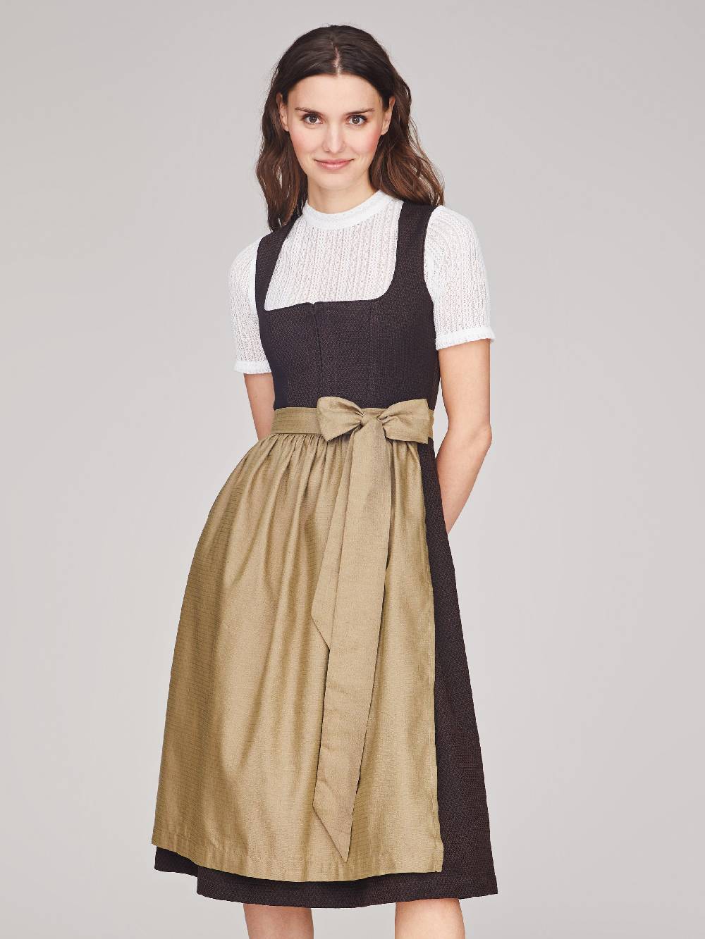 Limberry Dunkelbraunes strukturiertes Dirndl - RAVEN DARK BROWN Riesige Rabatte