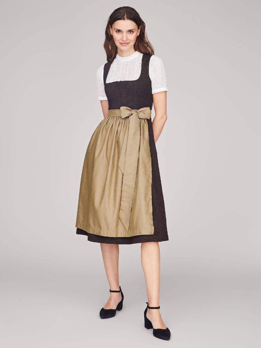 Limberry Dunkelbraunes strukturiertes Dirndl - RAVEN DARK BROWN Riesige Rabatte