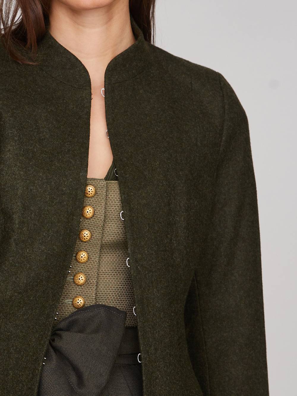 Limberry Dunkelgrüner Trachtenjanker aus Loden - TIFFANY LODEN GREEN Kostenloser Versand international