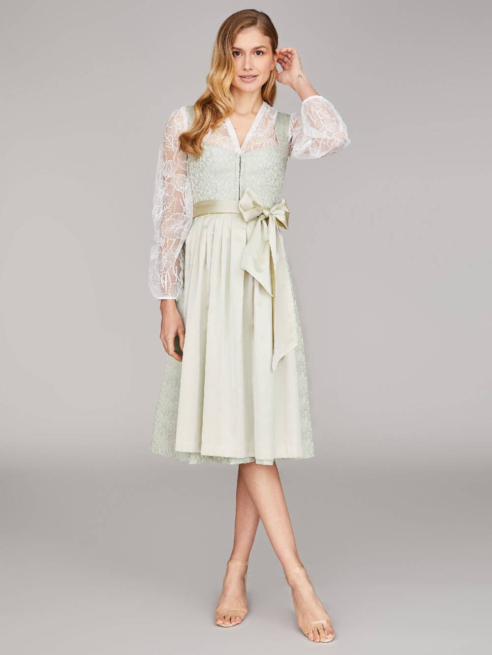 Limberry Hellgrünes Dirndl mit goldenem Muster - ANNELIE FLORAL WATER Begrenzt auf 3 Tage