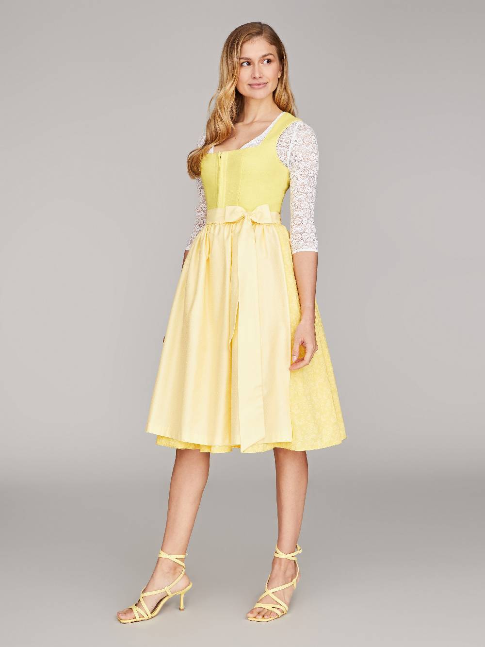 Limberry Zitronengelbes Dirndl mit Leinenmieder - ALMERIA ZITRONE Outlet