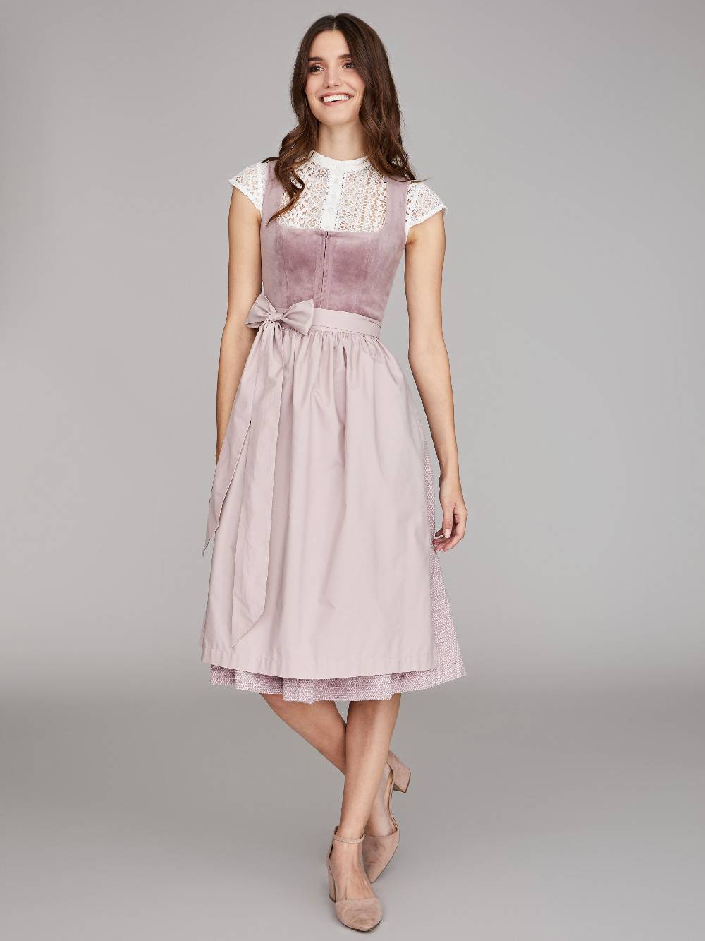 Limberry Mauvefarbenes Samtdirndl - RUTH MELLOW MAUVE Fabrikverkauf