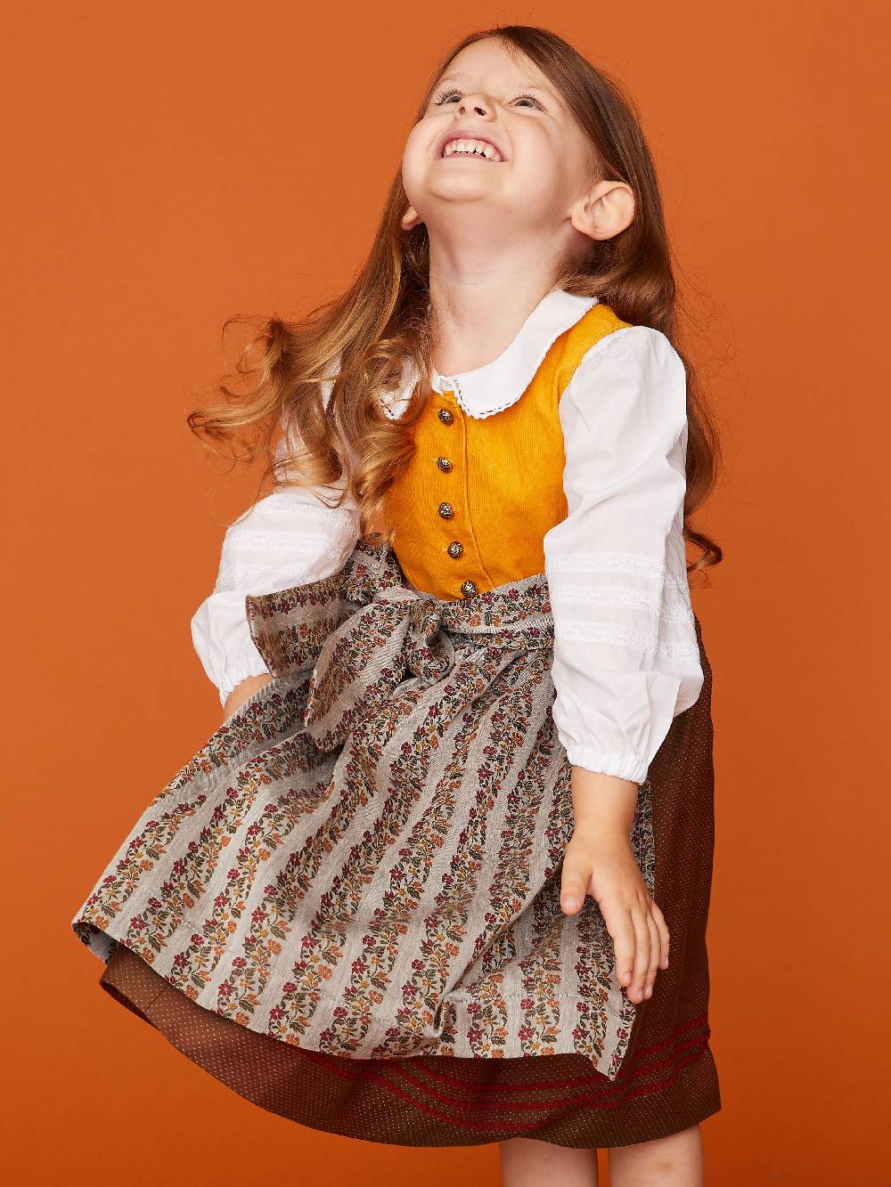 Limberry Senf-farbenes Kinderdirndl mit Schürze - SISSI SENF Flash Sale