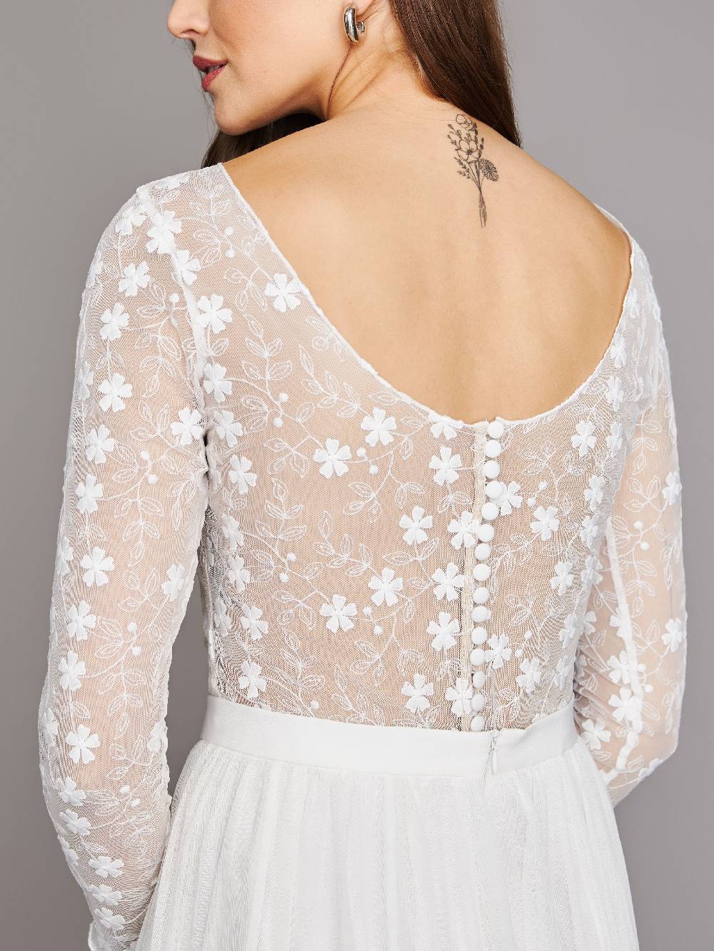 Limberry Cremefarbener Braut-Body mit tiefem Rückenausschnitt - LIA Top Angebot