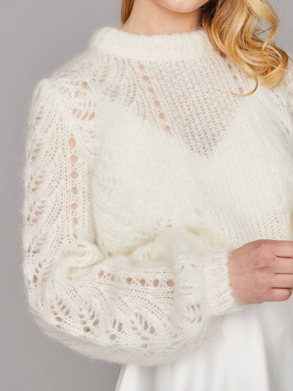 Limberry Braut-Pullover aus Mohair mit Ajourmuster - CLEO Tiefpreis