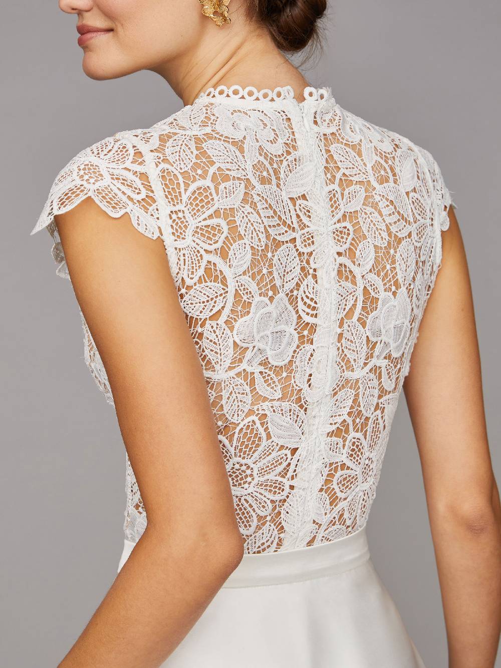 Limberry Cremefarbener Braut-Body mit Blumen-Spitze - VALENTINA Bis zu 60% Rabatt