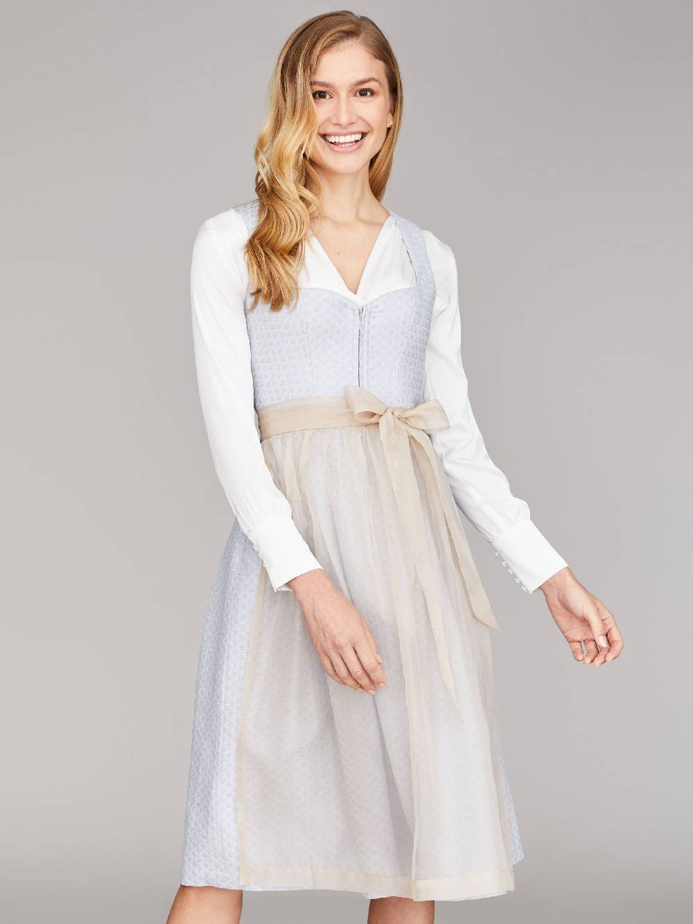Limberry Organza Seidenschürze in Beige - LENE Schlussverkauf