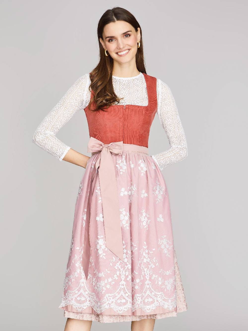 Limberry Coral-farbenes Dirndl mit Cord-Mieder - CAMILLE DUSTY ROSE VIP-Rabatte