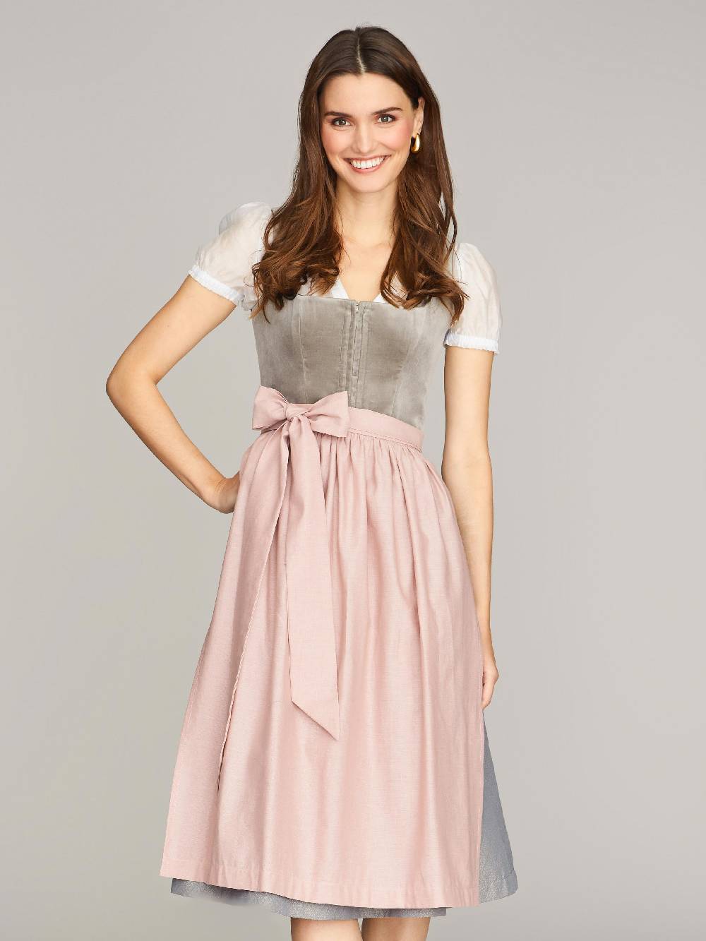 Limberry Graues Dirndl mit Samt-Mieder - DELILAH SKYLIGHT GREY Tiefpreis