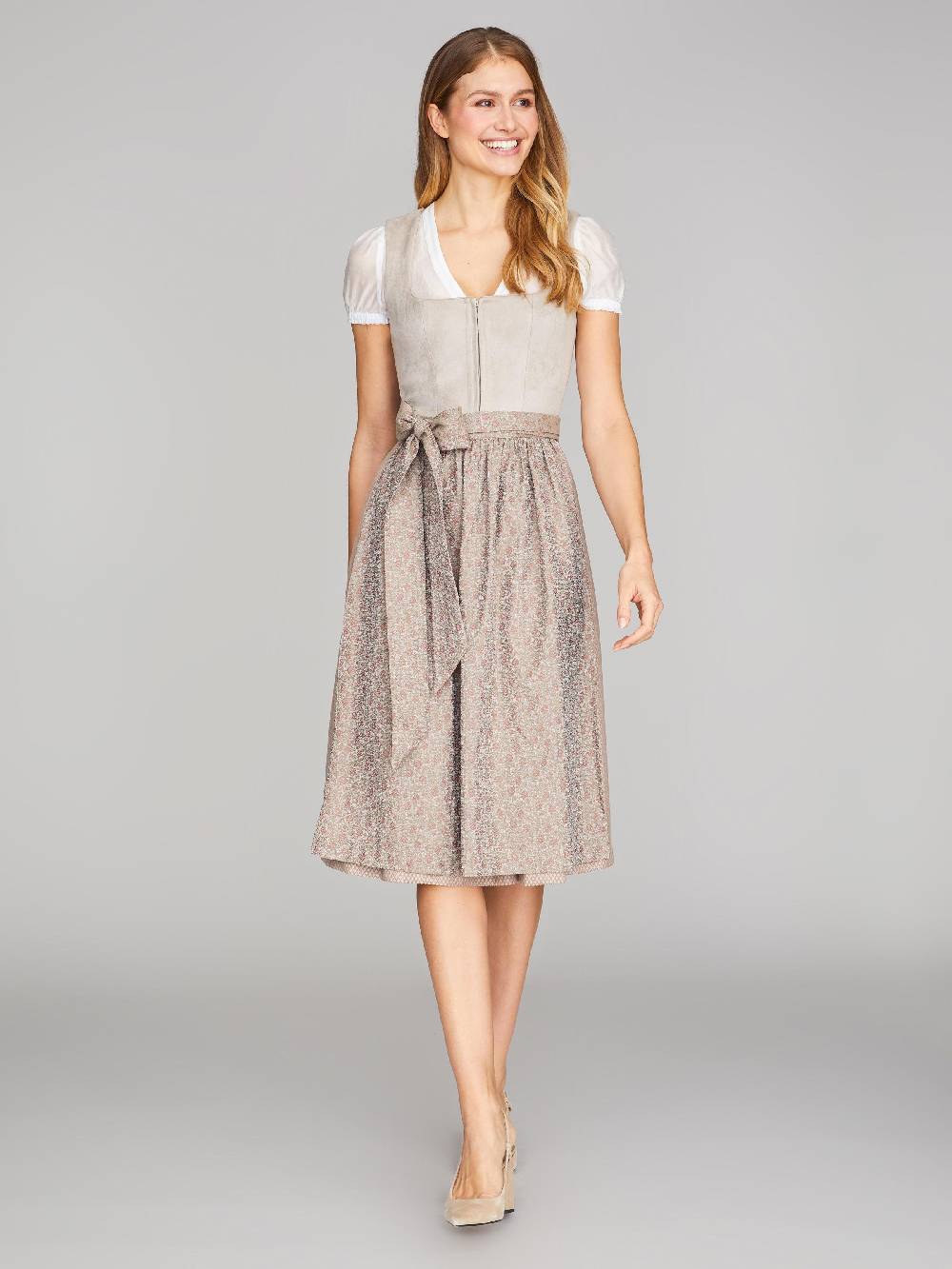 Limberry Beiges Dirndl mit Velours-Mieder - JULIE TAN Super Sparpreis
