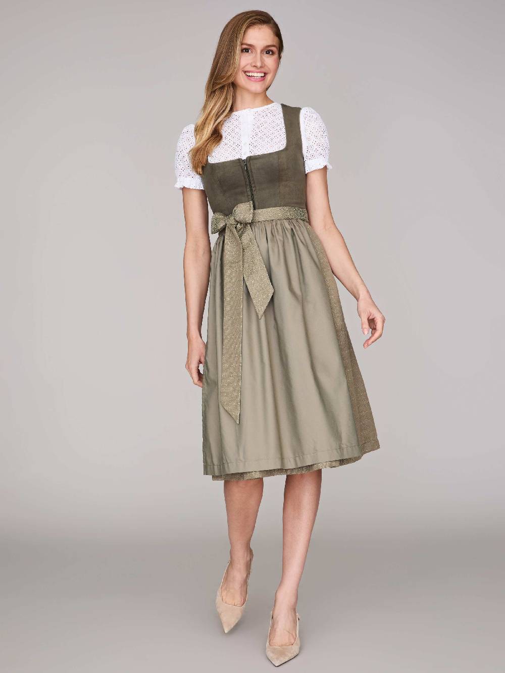 Limberry Moosgrünes Dirndl mit Velours-Mieder - ISOBEL MOSSY GREEN Riesige Rabatte
