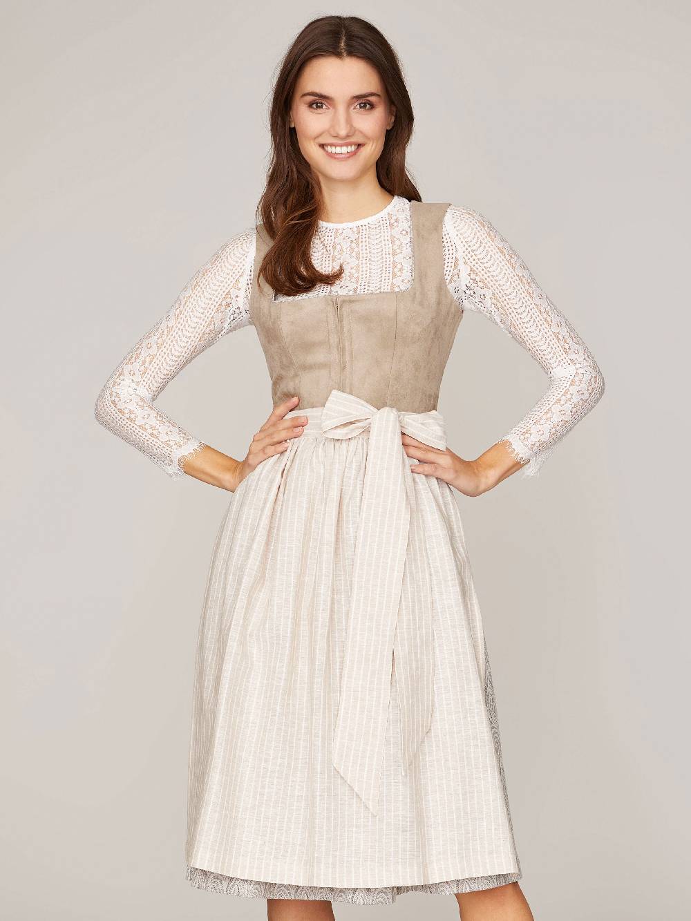 Limberry Hellbeiges Dirndl im Animalprint - KIRA SAND Kostenloser Versand