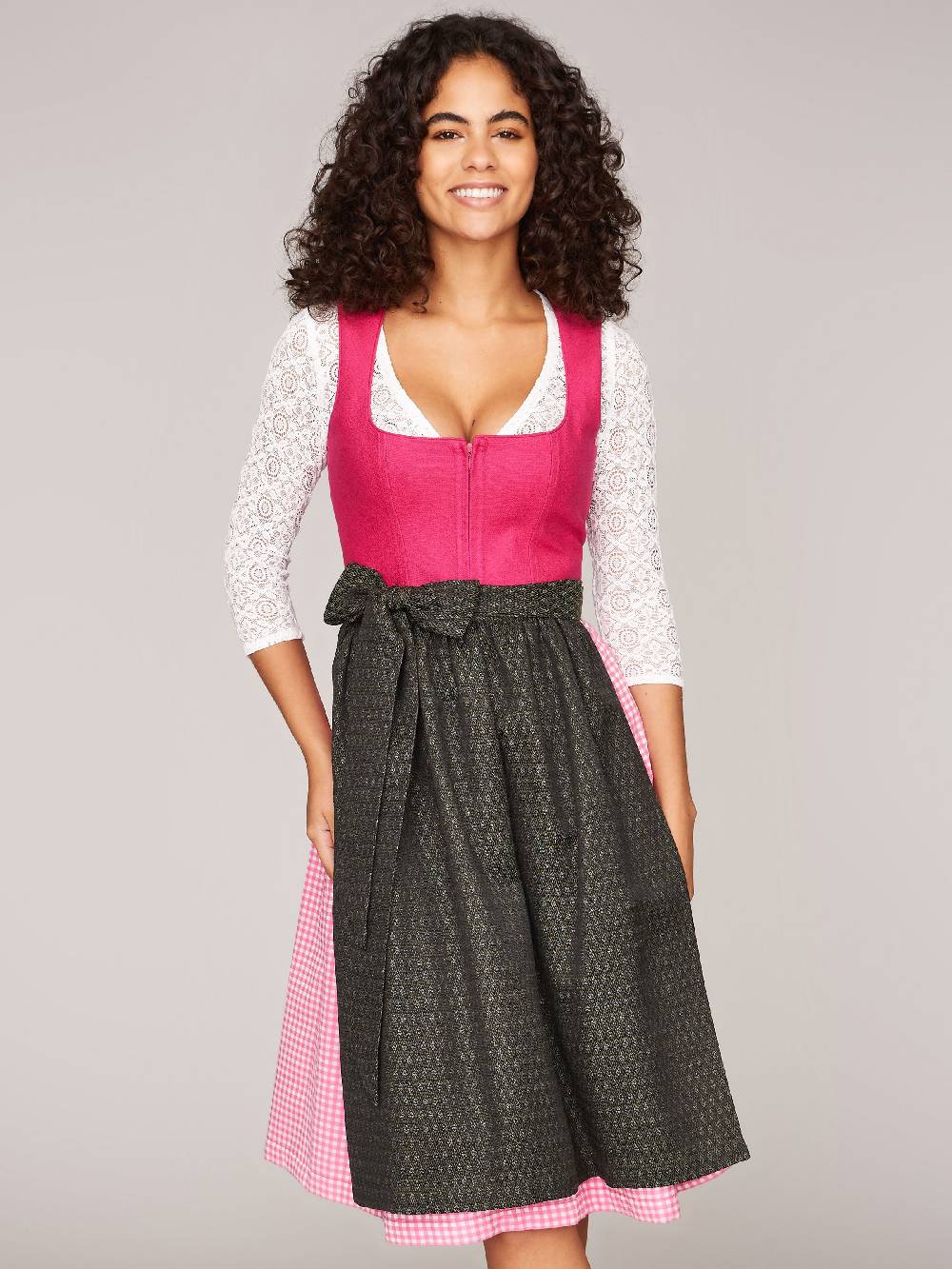 Limberry Pinkes Dirndl mit Leinen-Mieder - MIRANDA PINK Fabrikpreis
