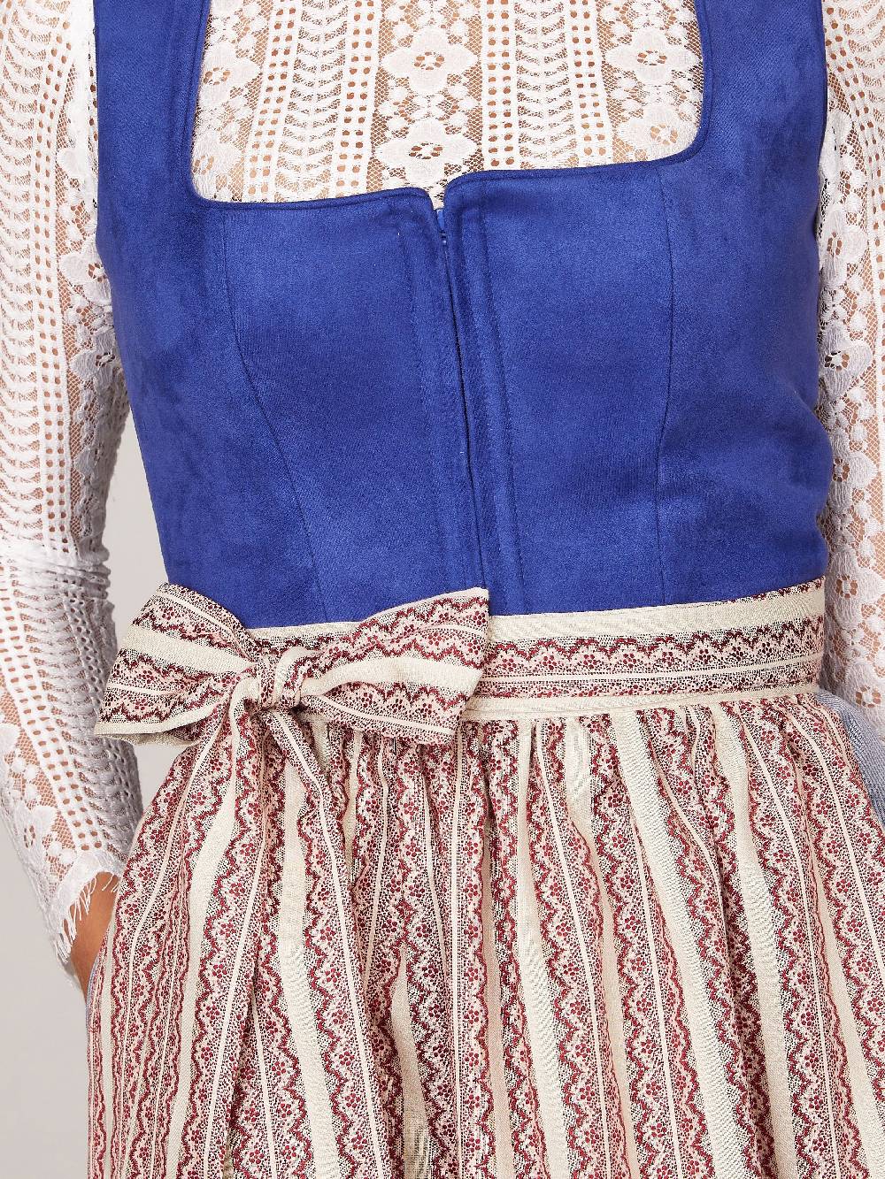 Limberry Royalblaues Dirndl mit Mieder aus Veloursleder-Optik - SAMANTHA BLUE Versandkostenfrei