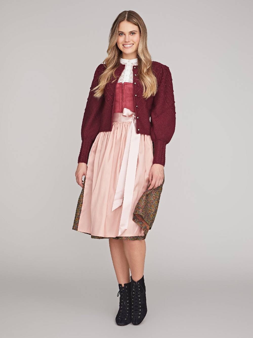 Limberry Weinrote Strickjacke mit Puffarm - MIA Preisnachlass