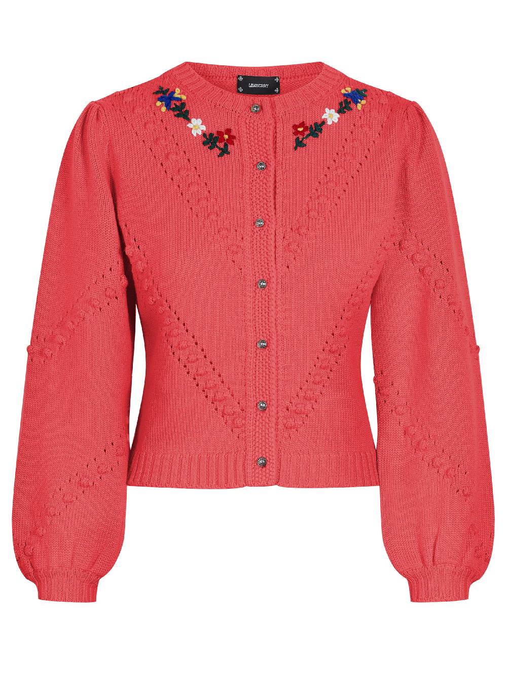 Limberry Strickjacke in Koralle mit Blumenstickerei - THERESA Riesige Ersparnisse