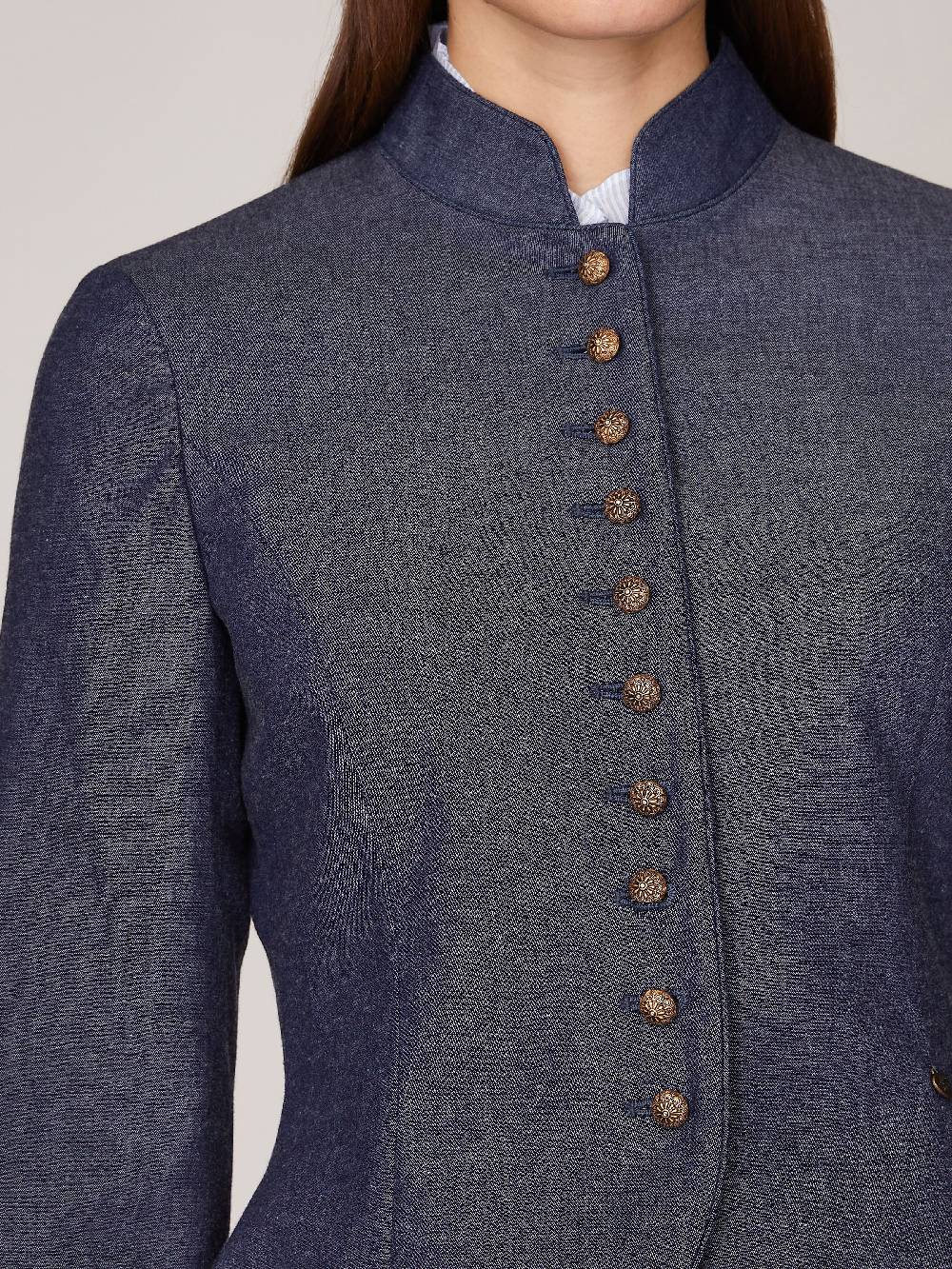 Limberry Denimfarbener Trachten-Blazer mit Stehkragen - CHRISTL Neueste Stile