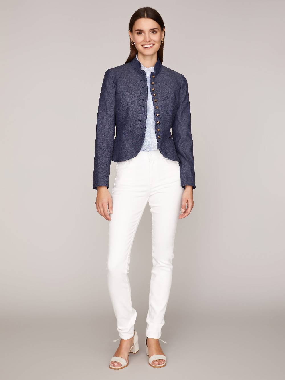 Limberry Denimfarbener Trachten-Blazer mit Stehkragen - CHRISTL Neueste Stile