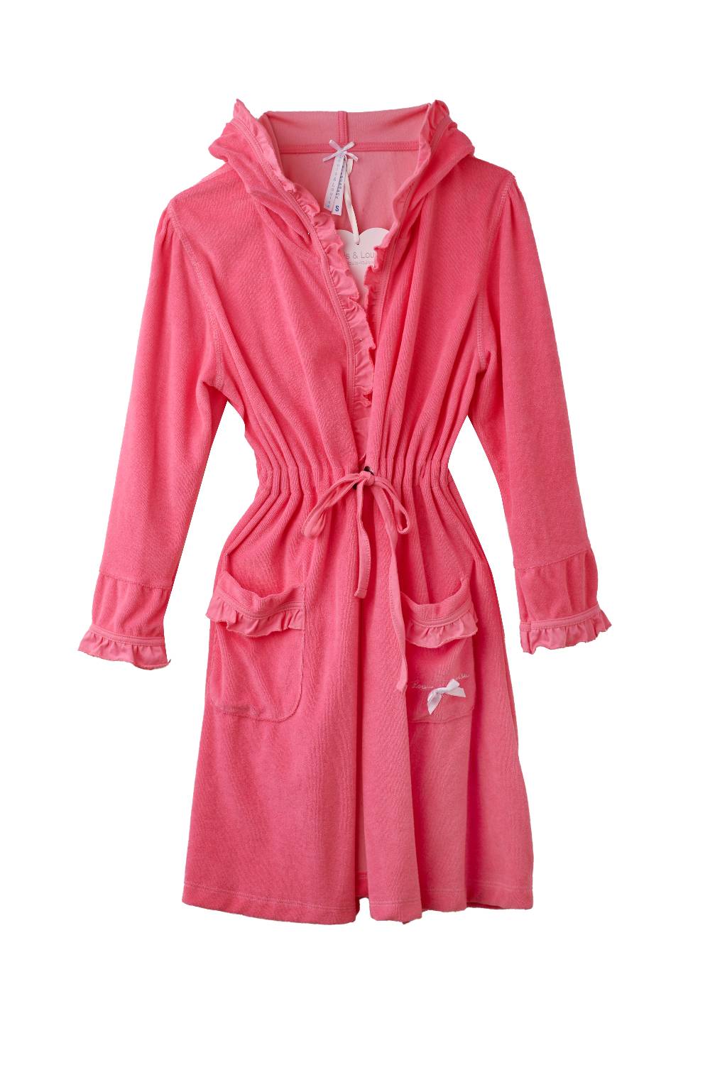 Louis & Louisa Bademantel Damen, pink mit Rüsche, KURZ Bestseller