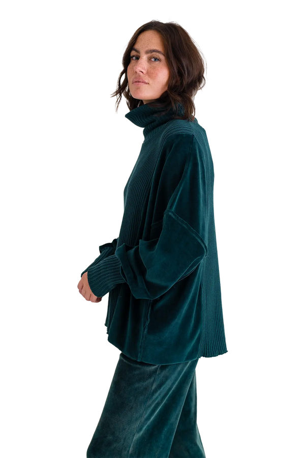 Love Joy Victory Rollkragenpullover mit Velvet und Strick Vega Limitierter Zeitrabatt