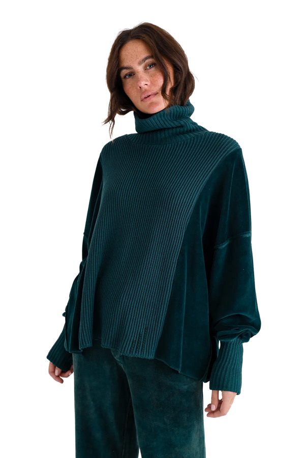 Love Joy Victory Rollkragenpullover mit Velvet und Strick Vega Limitierter Zeitrabatt