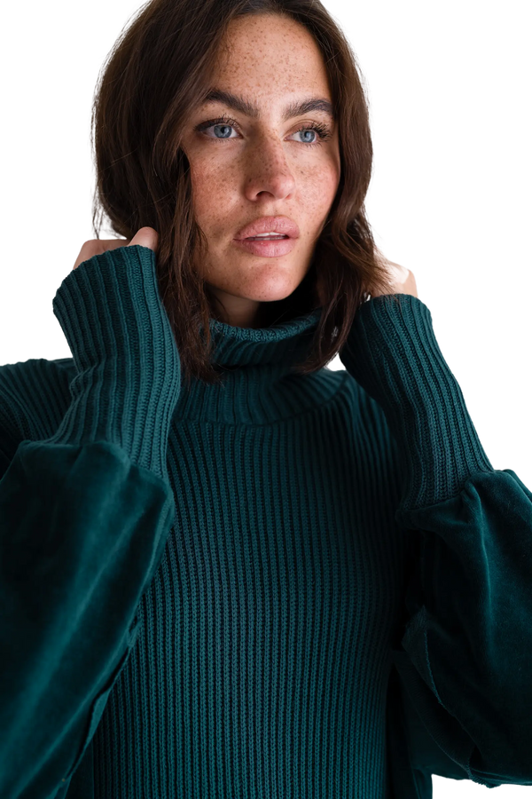 Love Joy Victory Rollkragenpullover mit Velvet und Strick Vega Limitierter Zeitrabatt