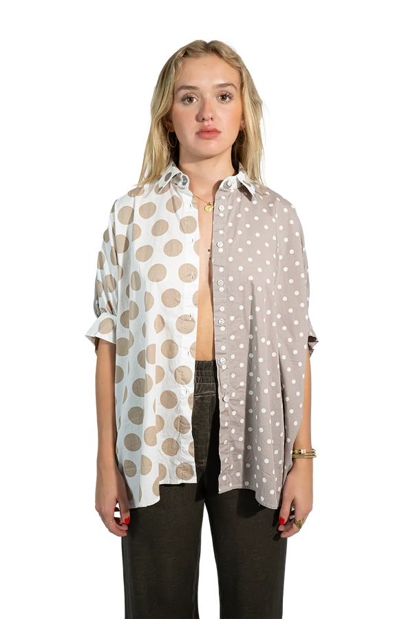 Love Joy Victory RE-BIRTH Bluse Dots Tiefpreis