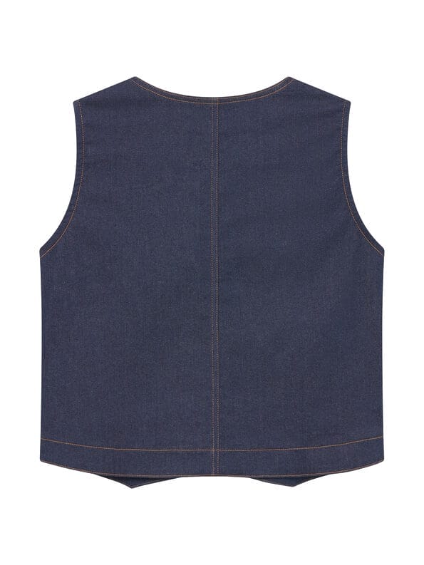 Mademoiselle YéYé Jeans Weste mit aufgesetzter Tasche aus Bio-Baumwolle Heißer Verkauf