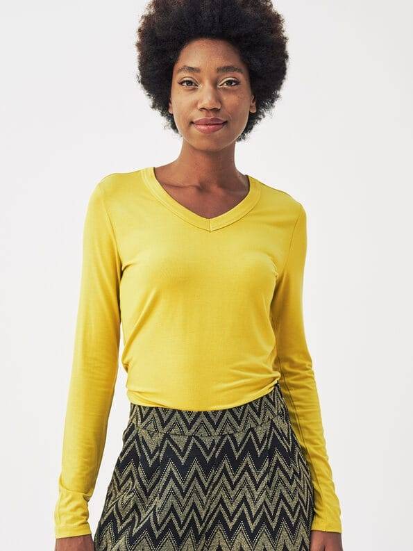Mademoiselle YéYé Longsleeve mit V-Ausschnitt aus Ecovero by Lenzing Große Rabatte