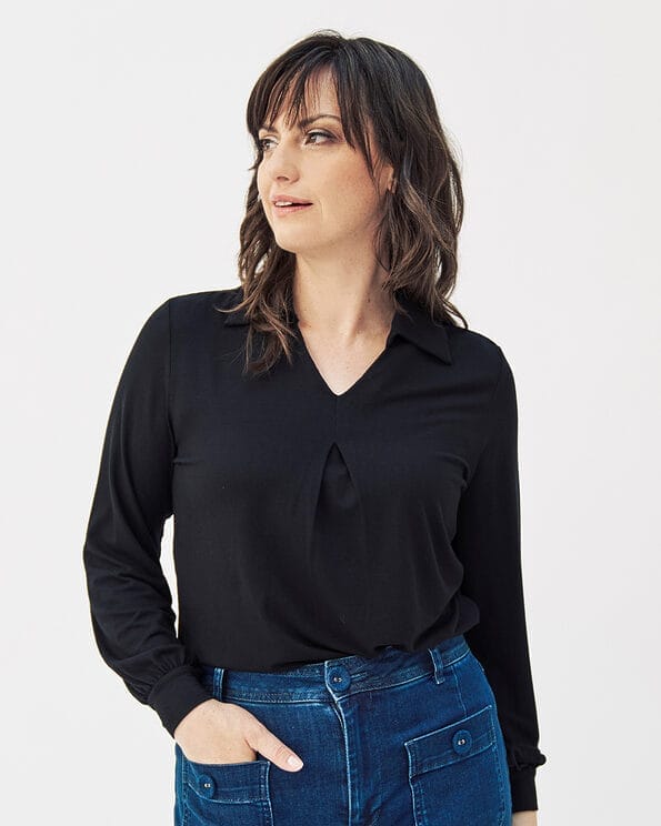 Mademoiselle YéYé Jersey Bluse mit Kellerfalte aus Ecovero by Lenzing Kauf eins, bekomm eins gratis