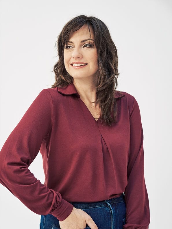 Mademoiselle YéYé Jersey Bluse mit Kellerfalte aus Ecovero by Lenzing Super Sparpreis