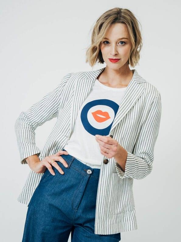 Mademoiselle YéYé Nadelstreifen Blazer aus Bio-Baumwolle Begrenzte Freigabe