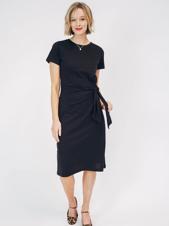 Mademoiselle YéYé Shirtkleid mit Knotendetail aus Bio-Baumwolle Vierteljährliche Förderung
