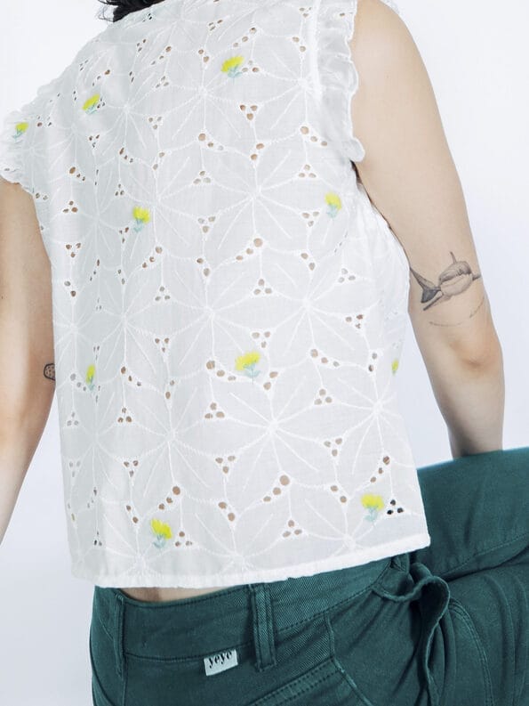 Mademoiselle YéYé Broderie Anglaise Top mit Stickerei aus Baumwolle 50% Rabatt mit kostenlosem Versand