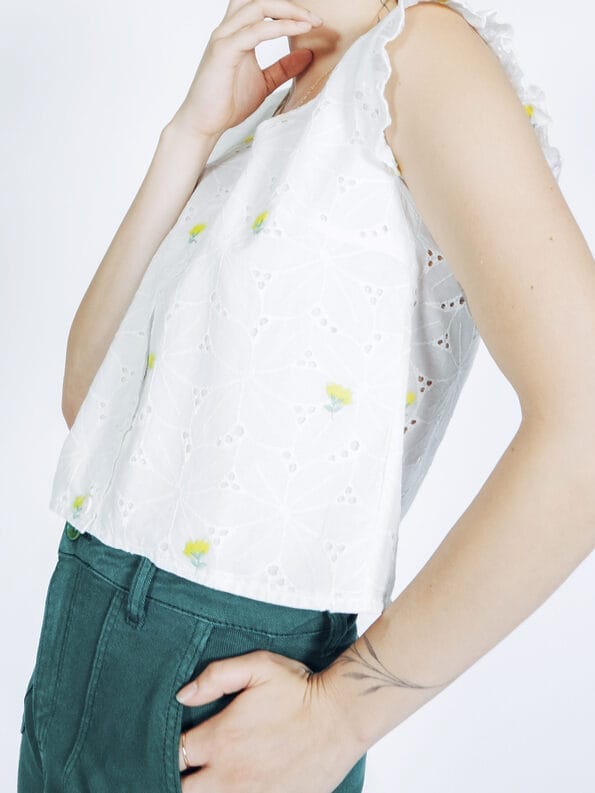 Mademoiselle YéYé Broderie Anglaise Top mit Stickerei aus Baumwolle 50% Rabatt mit kostenlosem Versand