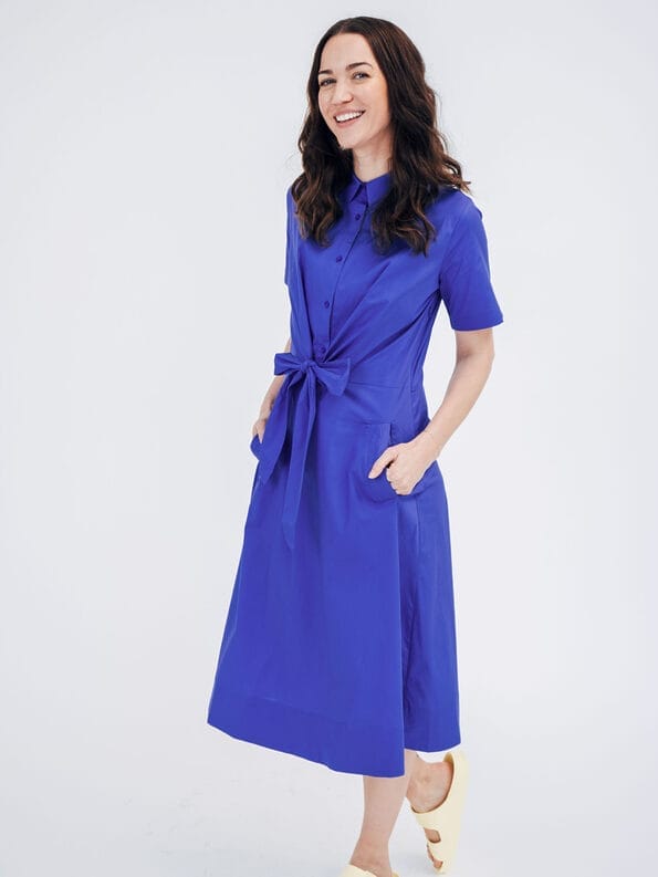 Mademoiselle YéYé Hemdblusenkleid mit Knotendetail aus Bio-Baumwolle Meist gekauft