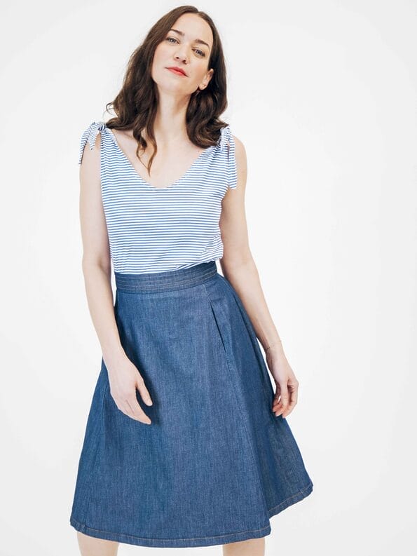 Mademoiselle YéYé Schwingender Jeansrock aus Bio-Baumwolle Preisnachlass