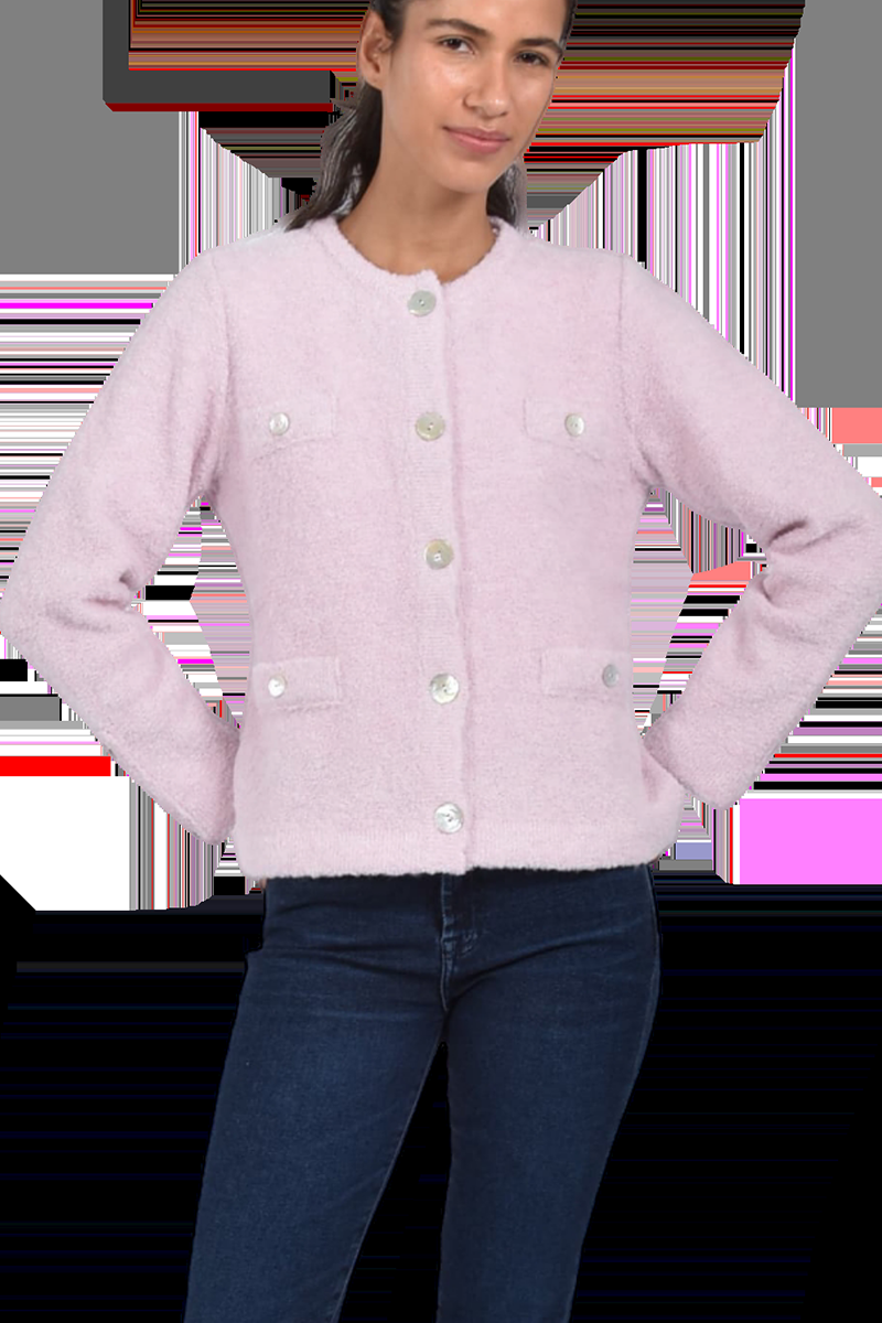 Pierre Claire Exquisite Bouclé-Strickjacke mit Rundhalsausschnitt von Pierre Claire Riesige Rabatte