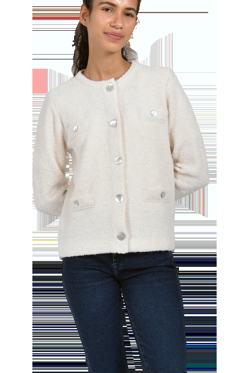 Pierre Claire Exquisite Bouclé-Strickjacke mit Rundhalsausschnitt von Pierre Claire 50% Rabatt mit kostenlosem Versand