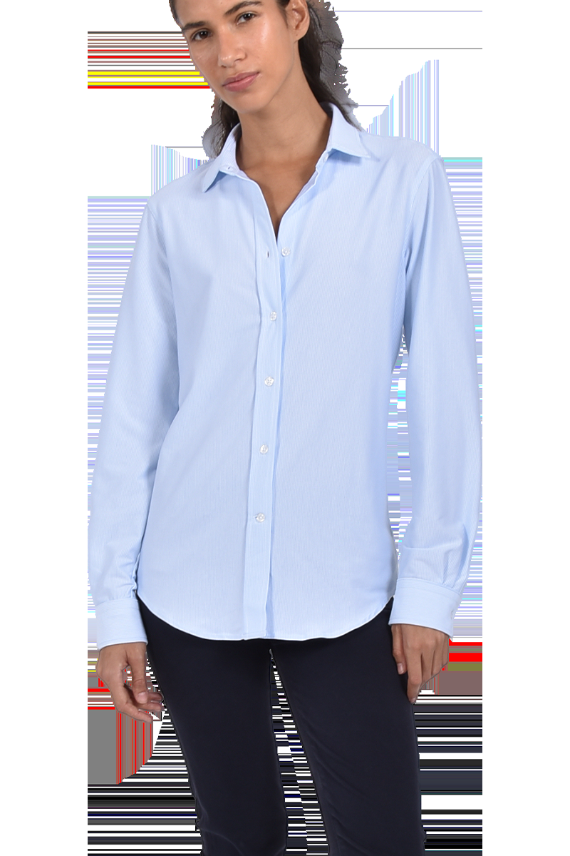 INSIEME Sportliche Jersey-Bluse mit schmalen Streifen und Knopfleiste Fabrikpreis
