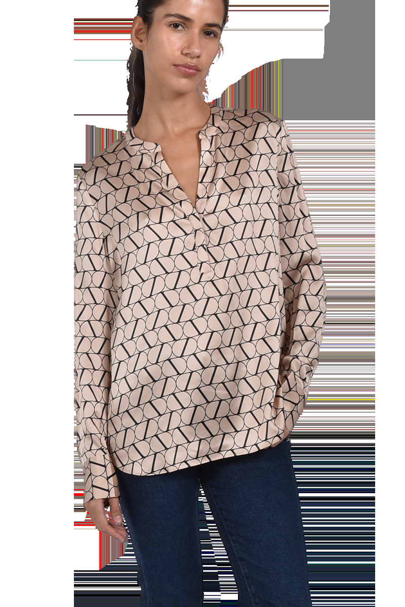 INSIEME Seidenbluse mit V-Ausschnitt und "I" Logo-Druck von INSIEME Online Shopping