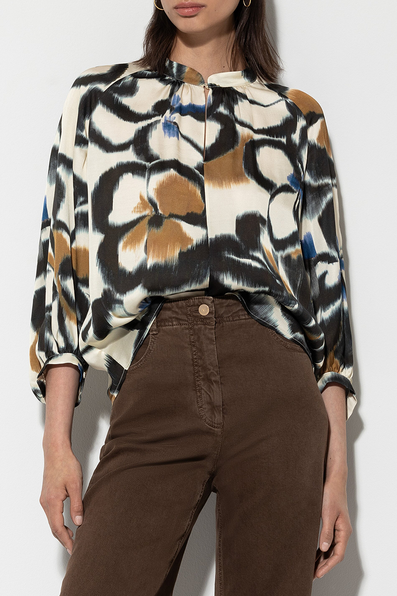 LUISA CERANO Satin-Bluse mit Flower-Print von LUISA CERANO Wochenangebot