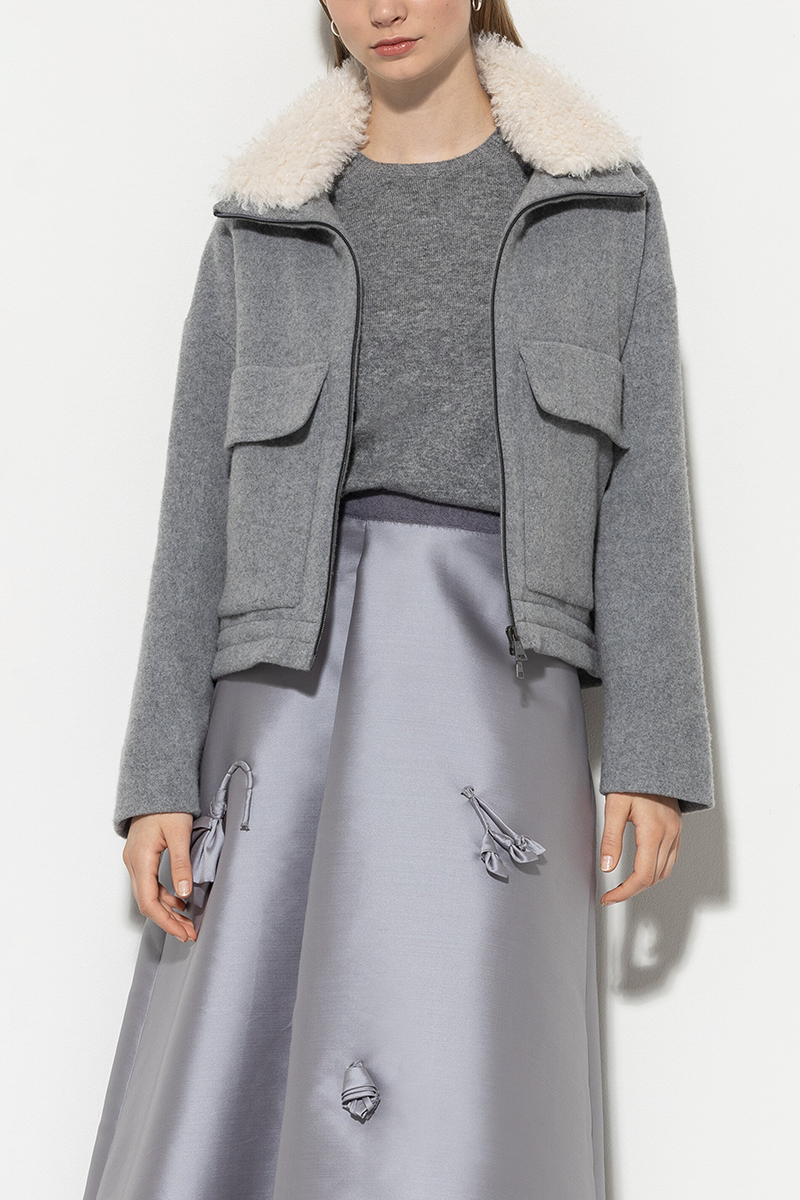 LUISA CERANO Blouson aus Woll-Mix mit Teddykragen von LUISA CERANO 50% Rabatt für begrenzte Zeit