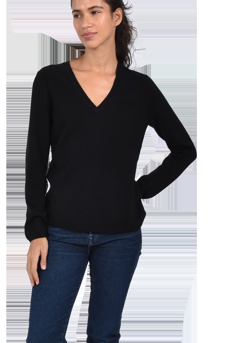 INSIEME Klassischer V-Ausschnitt-Pullover aus 100% Cashmere mit Maschendetail im Rücken von INSIEME Fabrikpreis
