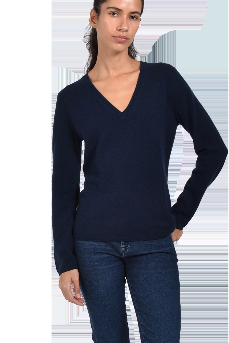 INSIEME Klassischer V-Ausschnitt-Pullover aus 100% Cashmere mit Maschendetail im Rücken von INSIEME Sonderangebot