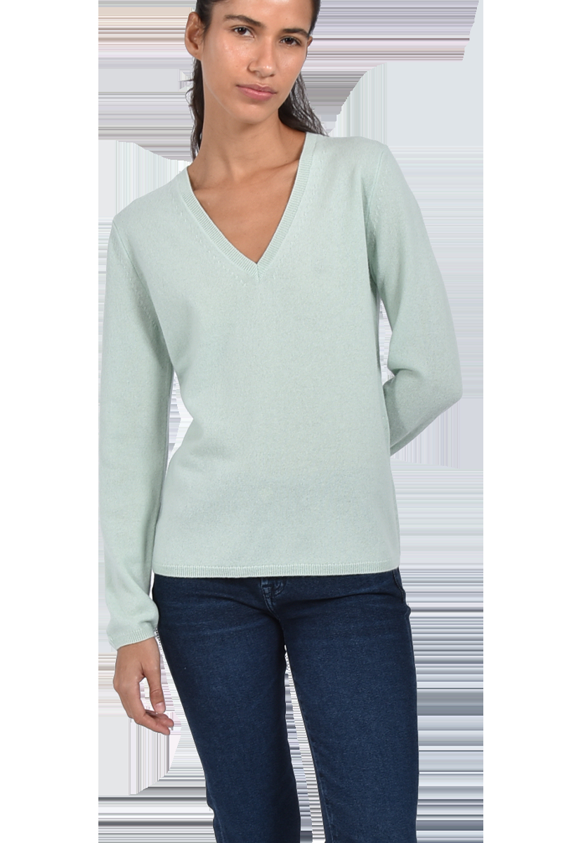 INSIEME Klassischer V-Ausschnitt-Pullover aus 100% Cashmere mit Maschendetail im Rücken von INSIEME Rabatt
