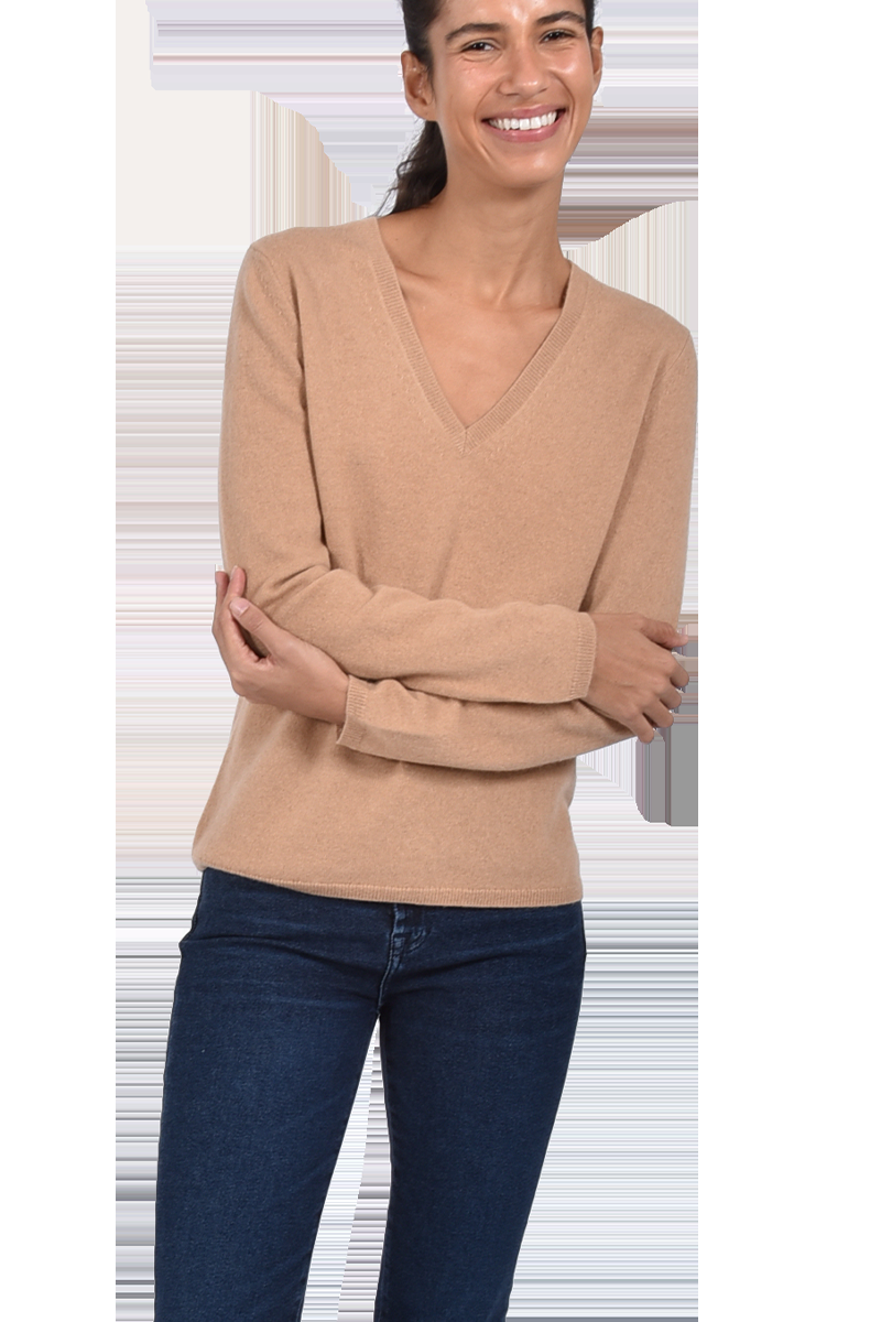 INSIEME Klassischer V-Ausschnitt-Pullover aus 100% Cashmere mit Maschendetail im Rücken von INSIEME Günstig kaufen
