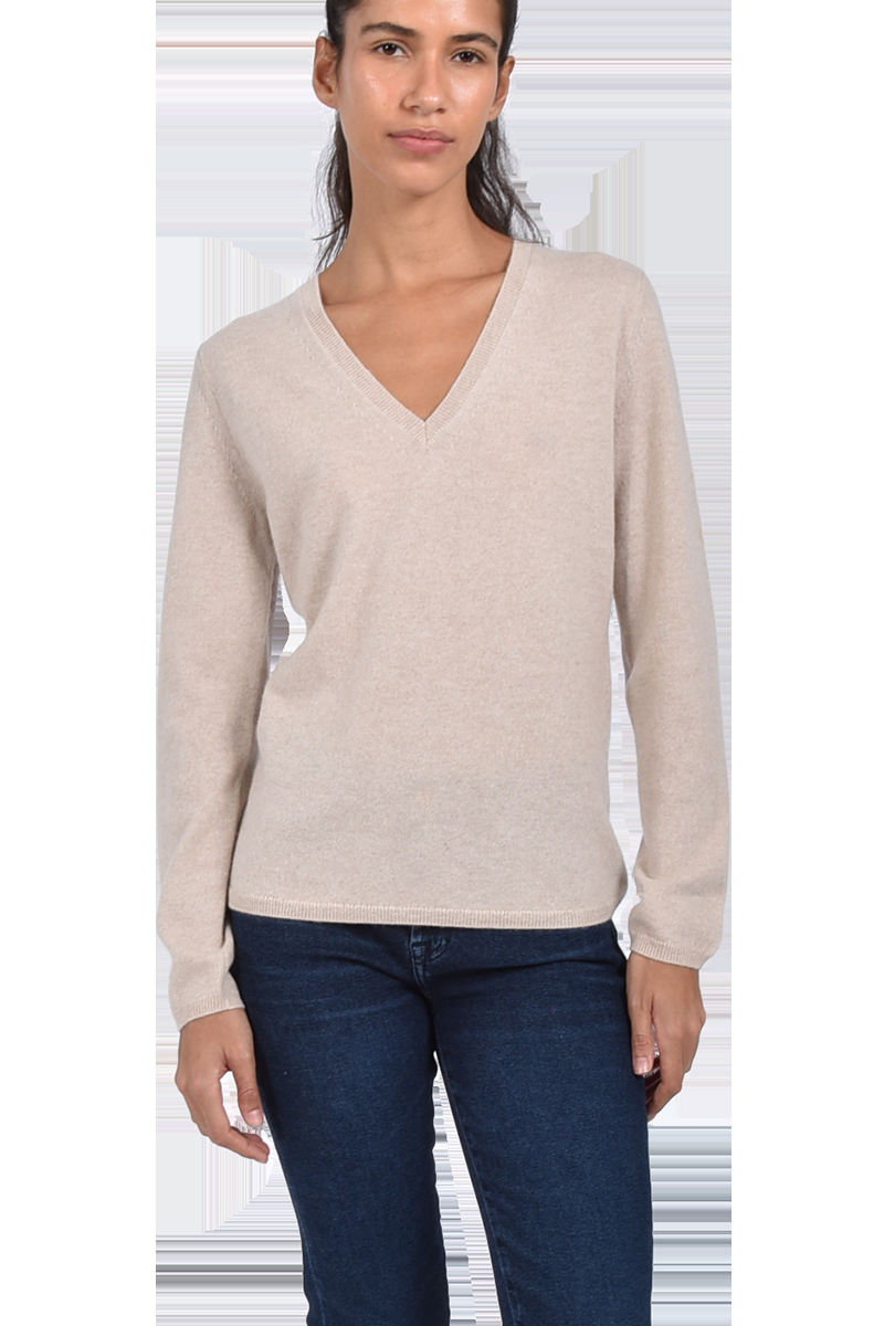 INSIEME Klassischer V-Ausschnitt-Pullover aus 100% Cashmere mit Maschendetail im Rücken von INSIEME Versandkostenfrei